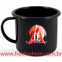 14010 CANECA ESMALTADA 370 ML PRETA COM INTERIOR PRETO