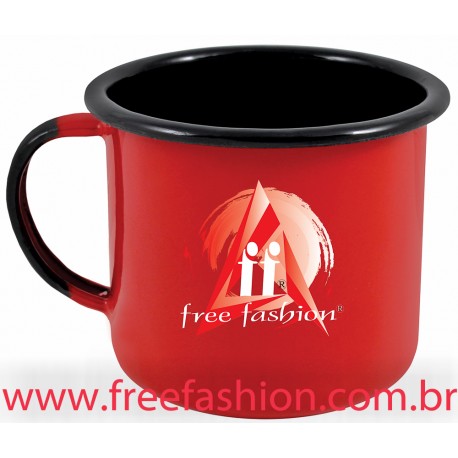 16004 CANECA ESMALTADA 1,1 LITRO COR VERMELHO COM INTERIOR PRETO