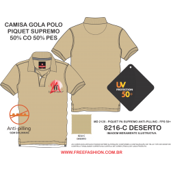 9197-C CAMISA GOLA POLO PIQUET SUPREMO COR DESERTO