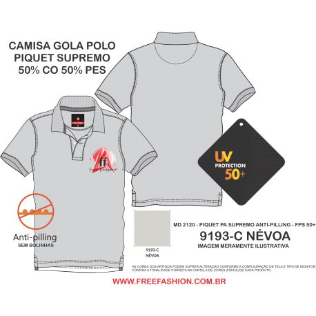 9193-C CAMISA GOLA POLO PIQUET SUPREMO COR NÉVOA