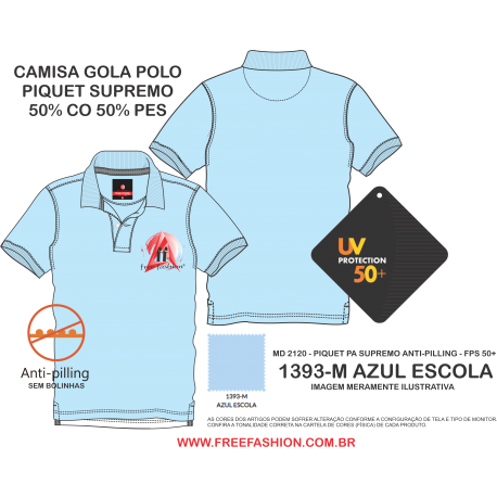 1393-M CAMISA GOLA POLO SUPREMO COR AZUL ESCOLA