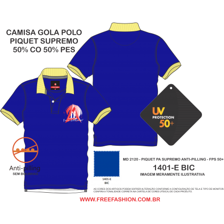 1401-ESP CAMISA GOLA POLO PIQUET SUPREMO COR AZUL BIC