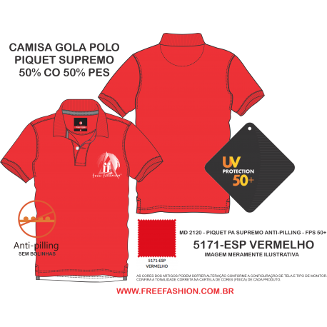 5171-ESP CAMISA GOLA POLO PIQUET SUPREMO COR VERMELHO