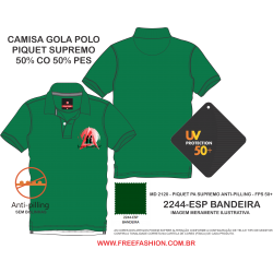 2244-ESP CAMISA GOLA POLO PIQUET SUPREMO COR VERDE BANDEIRA