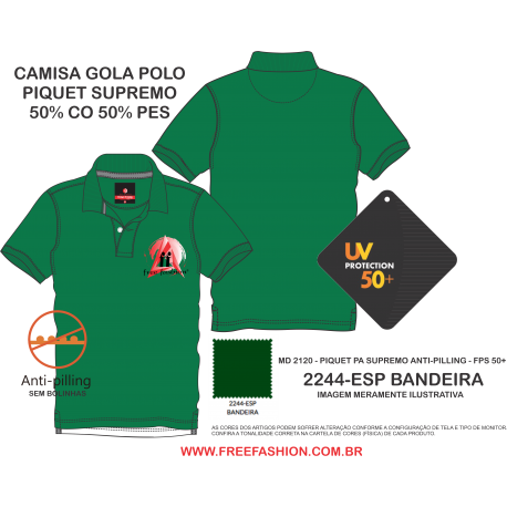 2244-ESP CAMISA GOLA POLO PIQUET SUPREMO COR VERDE BANDEIRA