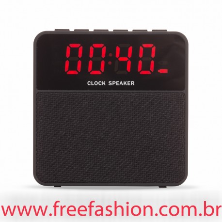 02071 Caixa de Som Bluetooth com Relógio Digital