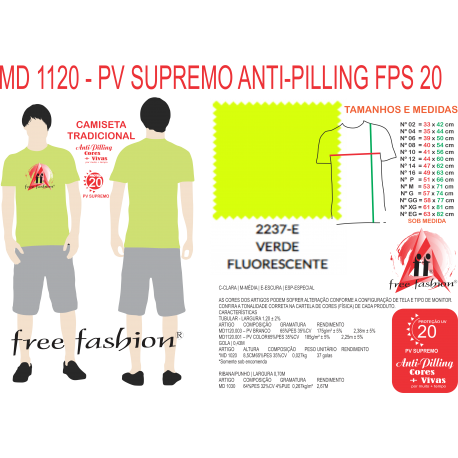 2237-ESP CAMISETA TRADICIONAL ANTI PILLING VERDE FLUORESCENTE