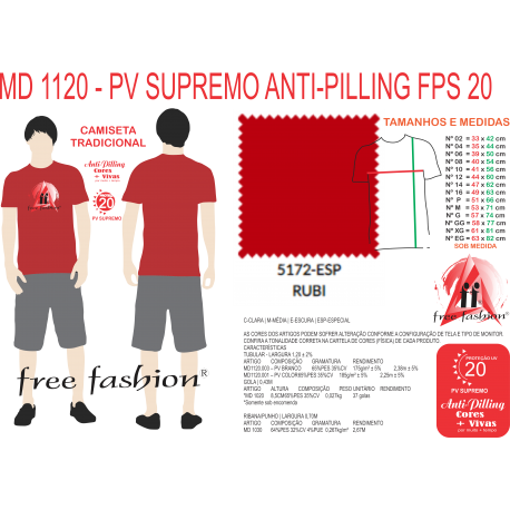 5172-ESP CAMISETA TRADICIONAL ANTI PILLING VERMELHO RUBI