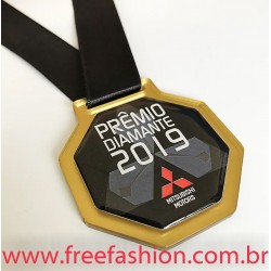 0007 MEDALHA DE ACRÍLICO RESINADA COM FITA