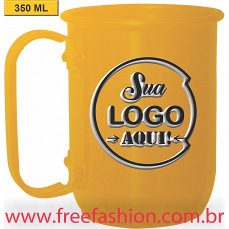 005 CANECA DE ALUMÍNIO 350 ML AMARELA COLORIDA