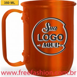 005 CANECA DE ALUMÍNIO 350 ML LARANJA COLORIDA