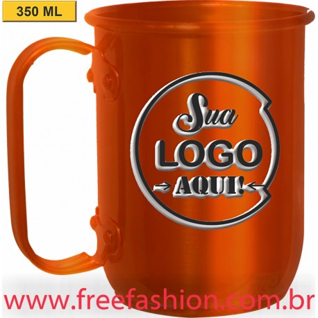 005 CANECA DE ALUMÍNIO 350 ML LARANJA COLORIDA