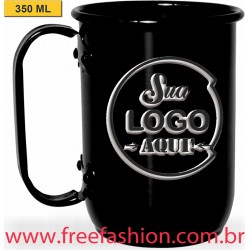 005 CANECA DE ALUMÍNIO 350 ML PRETA COLORIDA