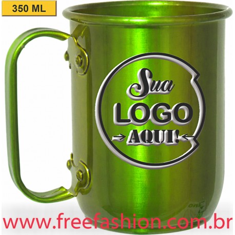 005 CANECA DE ALUMÍNIO 350 ML VERDE CLARO COLORIDA