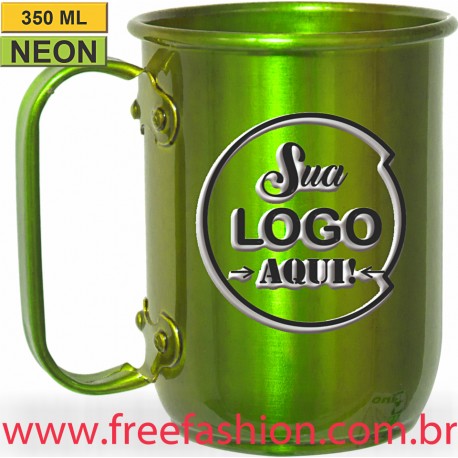 005 CANECA DE ALUMÍNIO 350 ML VERDE NEON COLORIDA