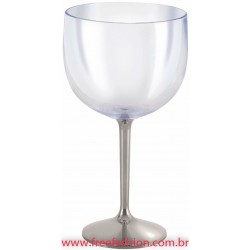 FF007 TAÇA FUN COM PÉ METALIZADO PRATA 550 ML