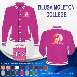 0173 JAQUETA COLLEGE MOLETON FLANELADO AMORA