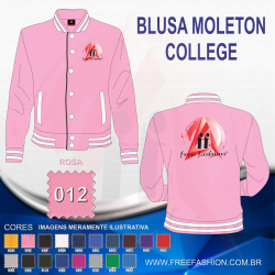 0012 JAQUETA COLLEGE MOLETON FLANELADO ROSA