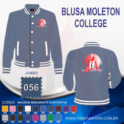 0056 JAQUETA COLLEGE MOLETON FLANELADO JUMBO