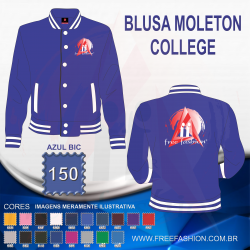 0150 JAQUETA COLLEGE MOLETON FLANELADO AZUL BIC