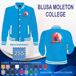 0255 JAQUETA COLLEGE MOLETON FLANELADO MEDITERRÂNEO