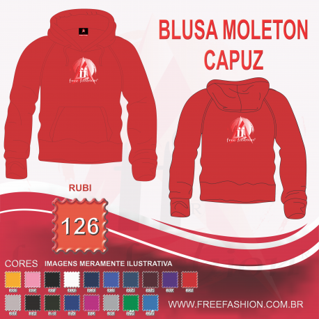 0126C BLUSA MOLETON FLANELADO COM CAPUZ RUBI