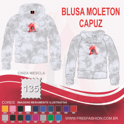 0135C BLUSA MOLETON FLANELADO COM CAPUZ CINZA MESCLA