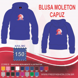 0150C BLUSA MOLETON FLANELADO COM CAPUZ AZUL BIC