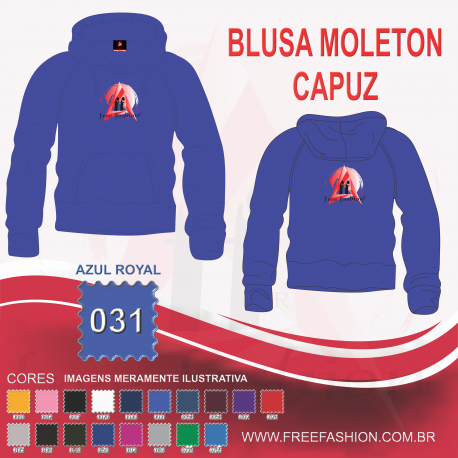 0031C BLUSA MOLETON FLANELADO COM CAPUZ AZUL ROYAL