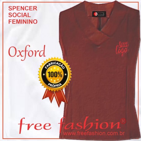 0005-O SPENCER/COLETE FEMININO OXFORD GOLA V SEM MANGA