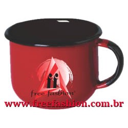 109004  XÍCARA ESMALTADA 70 ML VERMELHO INTERNO PRETO