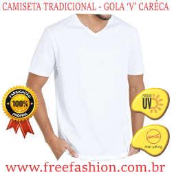 0004 CAMISETA TRADICIONAL GOLA V CARÉCA ANTI PILLING COM PROTEÇÃO SOLAR