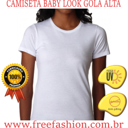 0007 CAMISETA BABY LOOK GOLA ALTA ANTI PILLING COM PROTEÇÃO SOLAR