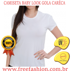 0008 CAMISETA BABY LOOK GOLA CARÉCA ANTI PILLING COM PROTEÇÃO SOLAR