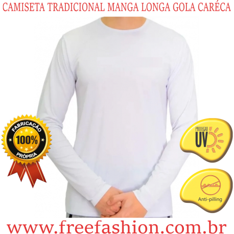 0010 CAMISETA TRADICIONAL MANGA LONGA GOLA CARÉCA ANTI PILLING COM PROTEÇÃO UV