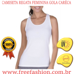 0008 CAMISETA REGATA FEMININA GOLA ALTA ANTI PILLING COM PROTEÇÃO SOLAR