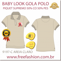 9197-C BL CAMISA GOLA POLO BABY LOOK AREIA CLARO