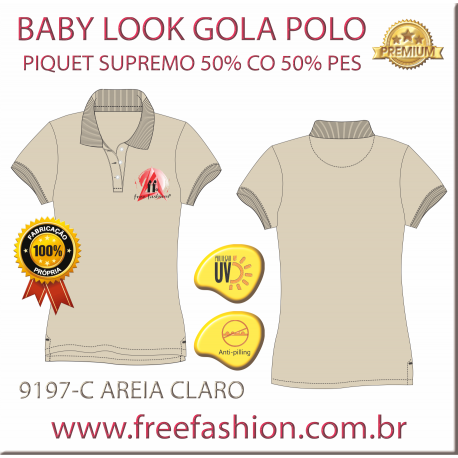 9197-C BL CAMISA GOLA POLO BABY LOOK AREIA CLARO