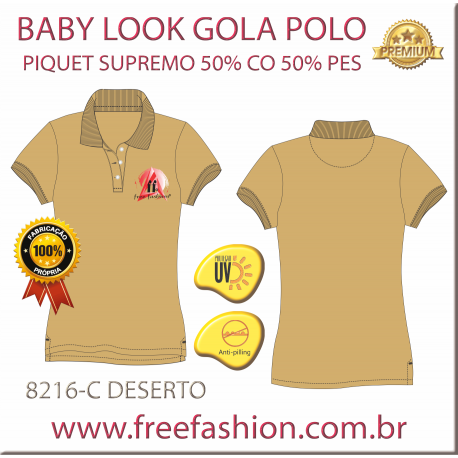 8216-C BL CAMISA GOLA POLO BABY LOOK COR DESERTO