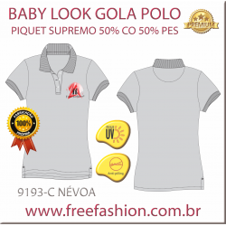 9193-C CAMISA GOLA POLO BABY LOOK COR NÉVOA