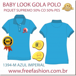 1394-M BL CAMISA GOLA POLO BABY LOOK COR AZUL IMPERIAL