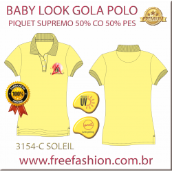 3154-C BL CAMISA GOLA POLO BABY LOOK COR AMARELO SOLEIL ANTI PILLING