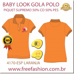 4170-ESP BL CAMISA GOLA POLO BABY LOOK COR LARANJA ANTI PILLING UV PROTECTION