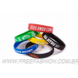 FF - 04   Pulseira de Silicone, Pulseiras Pulseira com gravação em baixo relevo com cor