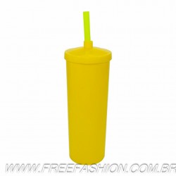 0330 COPO LONG DRINK 330 ML COM TAMPA E CANUDO AMARELO