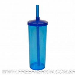 0330 COPO LONG DRINK 330 ML COM TAMPA E CANUDO AZUL NEON