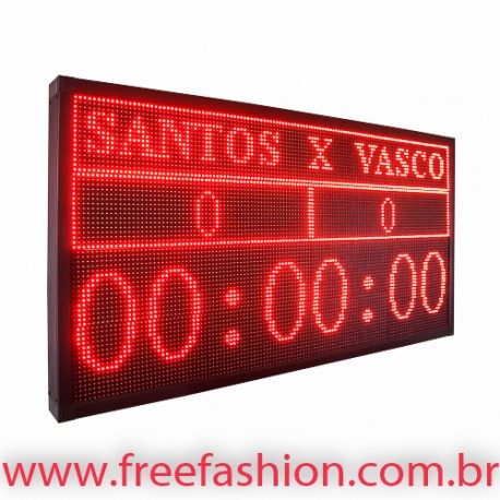 23244 Placar de Led Para Jogos e Campeonatos 135cm x 70cm Frases e Efeito