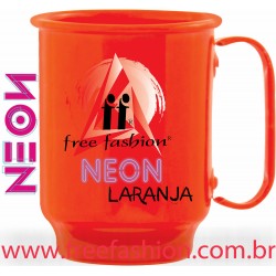 004 CANECA ALUMÍNIO COLORIDA 500 ML  NEON LARANJA