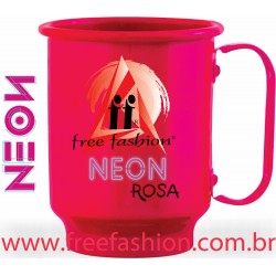 004 CANECA ALUMÍNIO COLORIDA 500 ML  NEON ROSA